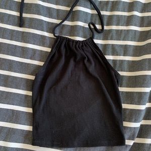 Black Cropped Halter Top